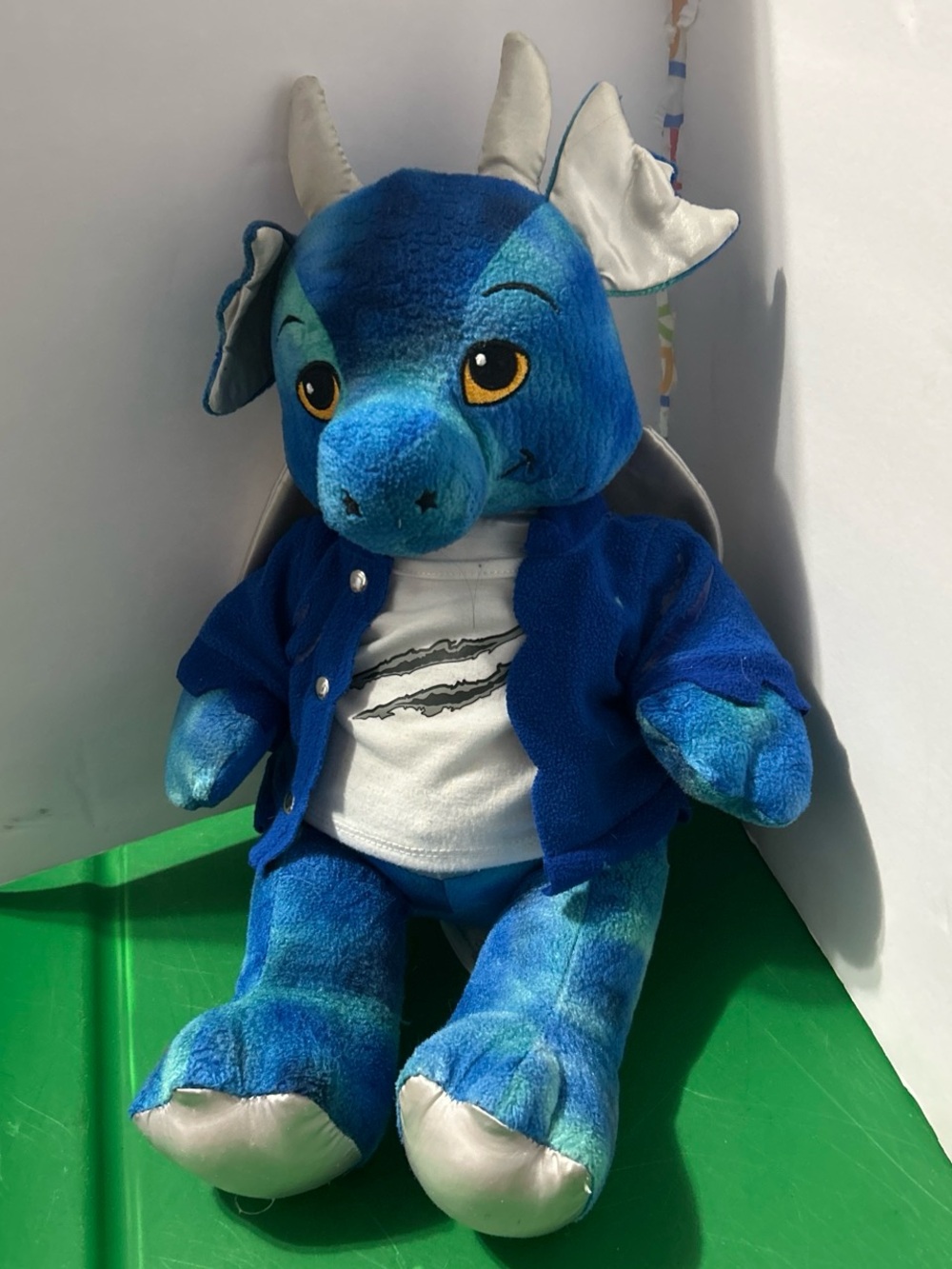 Plush Blue Dragon Stuffed Animal with Jacket - Soft Reptile Toy